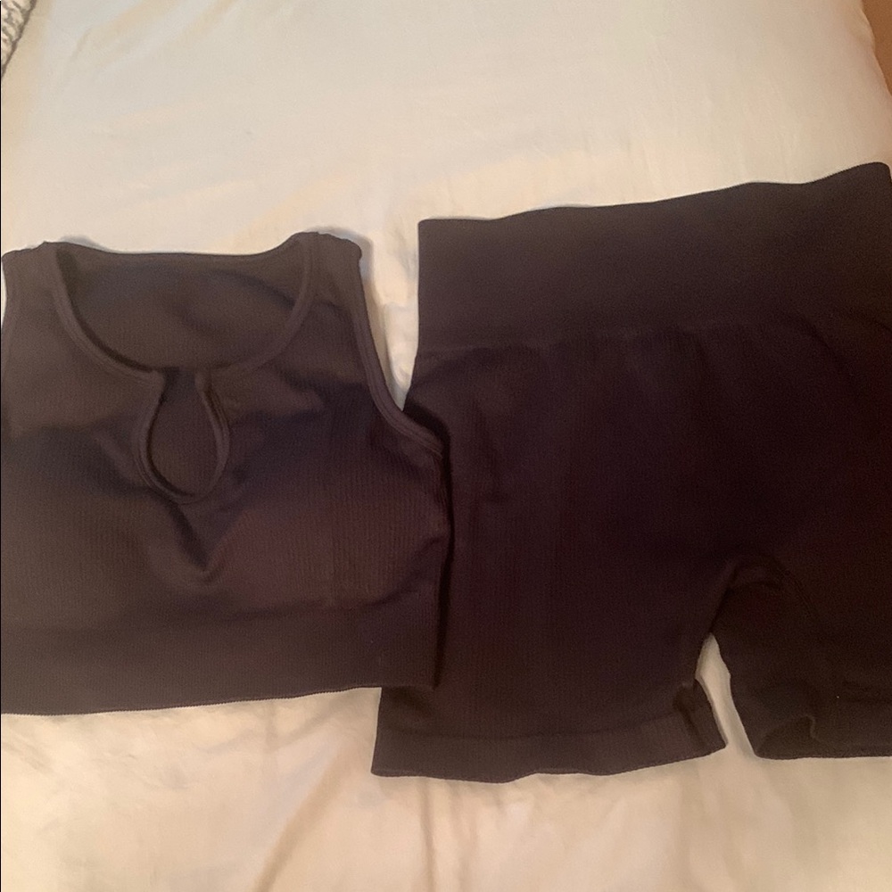 Women's Black Bike Shorts and top